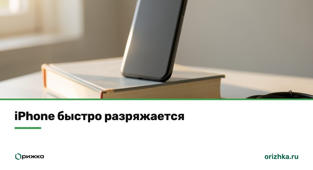 iPhone рядом с зарядным кабелем - телефон быстро разряжается