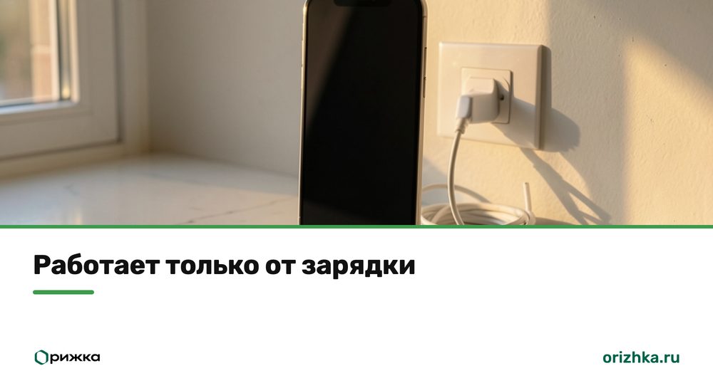 iPhone, подключённый к розетке на кухне
